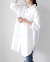 Lily of Valley/リリーオブバリー Lily of Valley オーバーサイズ サイド スリット ロング シャツ ゆったり トップス ブラウス 無地 ストライプ/507017319