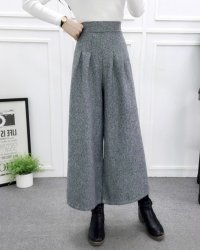 Lily of Valley/リリーオブバリー Lily of Valley ウエストゴム ウール タッチ タック ワイド パンツ ボトムス ロング カジュアル 上品/507017406