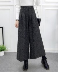 Lily of Valley/リリーオブバリー Lily of Valley ウエストゴム ウール タッチ タック ワイド パンツ ボトムス ロング カジュアル 上品/507017406