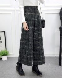 Lily of Valley/リリーオブバリー Lily of Valley ウエストゴム ウール タッチ タック ワイド パンツ ボトムス ロング カジュアル 上品/507017406