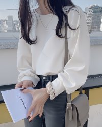 Lily of Valley/リリーオブバリー Lily of Valley パフスリーブ シンプル プルオーバー ブラウス 上品 トップス レディース カジュアル シャツ/507017422