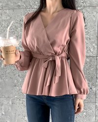 Lily of Valley/リリーオブバリー Lily of Valley シャーリング リボン カシュクール チュニック ブラウス フリル 上品 清楚 長袖/507017428