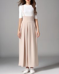 Lily of Valley/リリーオブバリー Lily of Valley バックゴム 切り替え タック サロペット パンツ 上品 カジュアル ゆったり ワイドパンツ/507017465
