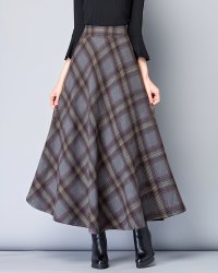 Lily of Valley/リリーオブバリー Lily of Valley ロング チェック柄 スカート フレア カジュアル ウエストゴム ふんわり 上品 レディース/507017538