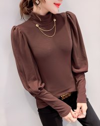 Lily of Valley/リリーオブバリー Lily of Valley パフスリーブ ハイネック トップス 長袖 カジュアル 袖コンシャス 上品 きれいめ 無地/507017547