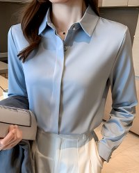 Lily of Valley/リリーオブバリー Lily of Valley ベーシック シンプル シャツ ブラウス 長袖 上品 オフィス 襟付き 無地 きれいめ/507017568