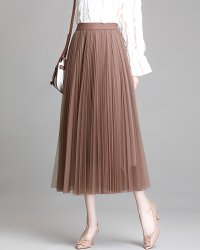 Lily of Valley/リリーオブバリー Lily of Valley 細プリーツ チュール ロング スカート ゆったり 上品 カジュアル フレア 清楚 きれいめ/507017571