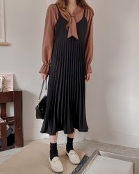 Lily of Valley/リリーオブバリー Lily of Valley プリーツ ロング キャミソール ワンピース ミモレ丈 カジュアル 上品 きれいめ レディース/507017658