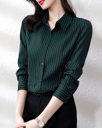 Lily of Valley/リリーオブバリー Lily of Valley シンプル ストライプ ベーシック ブラウス トップス シャツ 上品 長袖 事務服 きれいめ/507017684