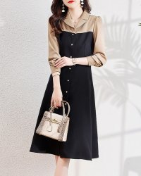 Lily of Valley/リリーオブバリー Lily of Valley バイカラー シャツ ワンピース ツートン パフスリーブ ブラウス 長袖 きれいめ 上品/507017692