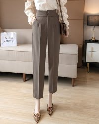 Lily of Valley/リリーオブバリー Lily of Valley ハイウエスト スラックス アンクル パンツ タック 無地 上品 きれいめ オフィス 事務服/507017721