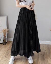 Lily of Valley/リリーオブバリー Lily of Valley ウエストゴム フレア プリーツ ワイドパンツ ロング 無地 上品 カジュアル 大人可愛い/507017726