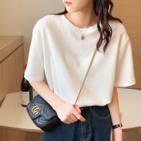 Lily of Valley/リリーオブバリー Lily of Valley 無地 ワッフル Tシャツ トップス カットソー 半袖 カジュアル 上品 クルーネック 清楚/507017854
