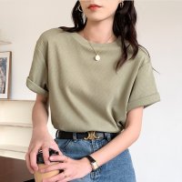 Lily of Valley/リリーオブバリー Lily of Valley 無地 ワッフル Tシャツ トップス カットソー 半袖 カジュアル 上品 クルーネック 清楚/507017854