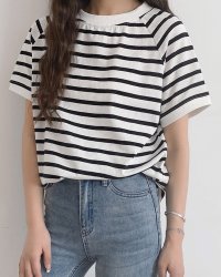 Lily of Valley/リリーオブバリー Lily of Valley ボーダー カットソー Tシャツ トップス ゆったり 半袖 カジュアル 上品 クルーネック/507017859
