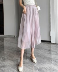 Lily of Valley/リリーオブバリー Lily of Valley シャイニー シフォン フレア スカート ボトムス ミモレ丈 カジュアル 上品 大人可愛い/507017879