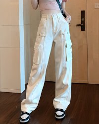 Lily of Valley/リリーオブバリー Lily of Valley セミワイド カーゴパンツ ハイウエスト ボトムス ストレート カジュアル 無地 きれいめ レディース/507017907