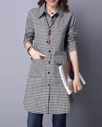 Lily of Valley/リリーオブバリー Lily of Valley 長袖 チェック柄 ロングシャツ ポケット カジュアル 上品 きれいめ 大人可愛い 清楚/507017923
