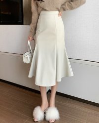 Lily of Valley/リリーオブバリー Lily of Valley ハイウエスト レザー マーメイド スカート カジュアル フレア 上品 きれいめ 無地 ロング/507017947