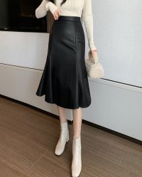 Lily of Valley/リリーオブバリー Lily of Valley ハイウエスト レザー マーメイド スカート カジュアル フレア 上品 きれいめ 無地 ロング/507017947