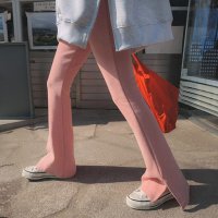 REAL STYLE/リアルスタイル REAL STYLE セミフレアパンツ レディース ボトムス フルレングス ストレッチ 伸縮 シンプル ウエストゴム おしゃれ かわいい 韓国フ/507018040