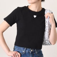 REAL STYLE/リアルスタイル REAL STYLE Tシャツ レディース 半袖 綿混 ハート 肉厚 厚手 ヘビーウェイト ショート丈 トップス カットソー おしゃれ 可愛い /507018066