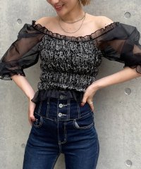 SPIRALGIRL/スパイラルガール SPIRALGIRL レオパード柄シャーリングチュールトップス/507018461