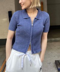 SPIRALGIRL/スパイラルガール SPIRALGIRL ダブルZIPピグメントリブニットトップス/507018479