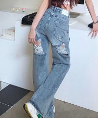 me Jane/ミージェーン me Jane バッグダメージデニムストレートパンツ/507018962