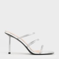 CHARLES & KEITH/リサイクルポリエステル クリスタルエンベリッシュドストラッピーミュール/507031705