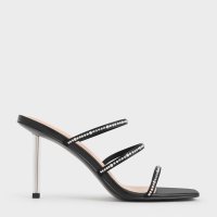 CHARLES & KEITH/リサイクルポリエステル クリスタルエンベリッシュドストラッピーミュール/507031705