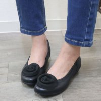Kobe Oasis/コウベオアシス 神戸オアシス 本革幅広コサージュ付きバレエシューズ/507031836