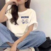 Belle Cie/ベルシー Belle Cie Tシャツ 半袖 プリントT ユニーク フード ストリート ロゴ レディース 韓国ファッション フード シンプル かわいい 大きいサ/507032312