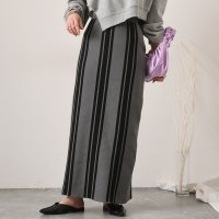 REAL STYLE/リアルスタイル REAL STYLE タイトスカート レディース ロング 春 秋 冬 ニット ストライプ柄 ボトムス ストレッチ 暖かい 防寒 きれいめ 上品 /507032874