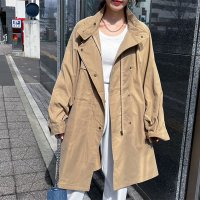 REAL STYLE/リアルスタイル REAL STYLE コート レディース 40代 50代 軽い 春 黒 モッズ ミリタリー 膝丈 長袖 おしゃれ カジュアル ハイネック ゆった/507032956