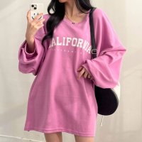 REAL STYLE/リアルスタイル REAL STYLE カットソー スウェット レディース トップス ロゴ プリント コットン混 長袖 オーバーサイズ ゆったり 快適 丸首 体型/507033065