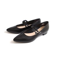 pointer/【本革】 パンプス ストラップ付きローヒールパンプス 日本製 本革 痛くない 快適 黒 靴 レディース PO－PTN211/507033507