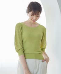 12Twelve Agenda/トゥエルブアジェンダ 12Twelve Agenda レース編みスリーブリブニットプルオーバー/507034655