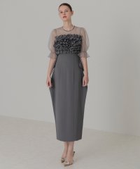 Leja/レジャ Leja フリルチュールパフスリーブ変形ラインドレス美脚効果結婚式 パーティードレス 成人式 20代 30代 40代/507037991