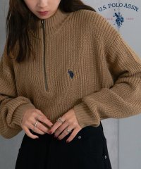 US POLO ASSN/ユーエスポロアッスン U.S. POLO ASSN. ワンポイント ロゴ 刺繍 ハーフジップ ニット セーター トップス 長袖 ハイネック ポロ 男女兼用/507038247