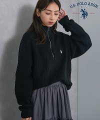 US POLO ASSN/ユーエスポロアッスン U.S. POLO ASSN. ワンポイント ロゴ 刺繍 ハーフジップ ニット セーター トップス 長袖 ハイネック ポロ 男女兼用/507038247