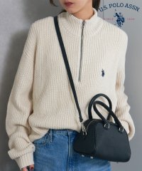 US POLO ASSN/ユーエスポロアッスン U.S. POLO ASSN. ワンポイント ロゴ 刺繍 ハーフジップ ニット セーター トップス 長袖 ハイネック ポロ 男女兼用/507038247