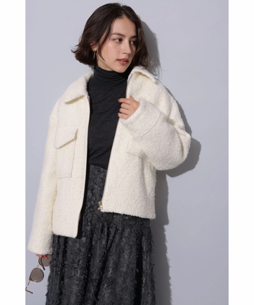 セール 70%OFF】ループツイードZIPブルゾン(507039458