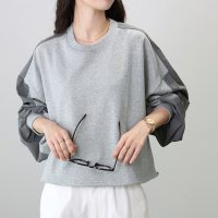 Aletta vita/アレッタ ヴィータ Aletta vita 裏毛xナイロン裾ドロストプルオーバー/507039609