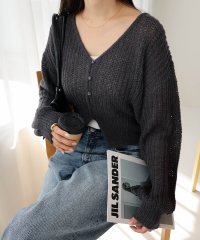 and　Me.../アンドミー andme ウール混 モヘアタッチ ショート丈 Vネック ニット カーディガン/507039690