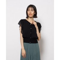 12Twelve Agenda/トゥエルブアジェンダ 12Twelve Agenda Vネックインナー付フリルスリーブショート丈プルオーバー/507040098