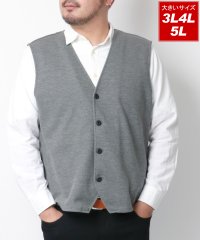 MARUKAWA/裏ボーダー カットベスト ジレ 大きいサイズ 3L 4L 5L きれいめ カジュアル 大人 メンズ ビッグサイズ ジャケット アウター/507040261