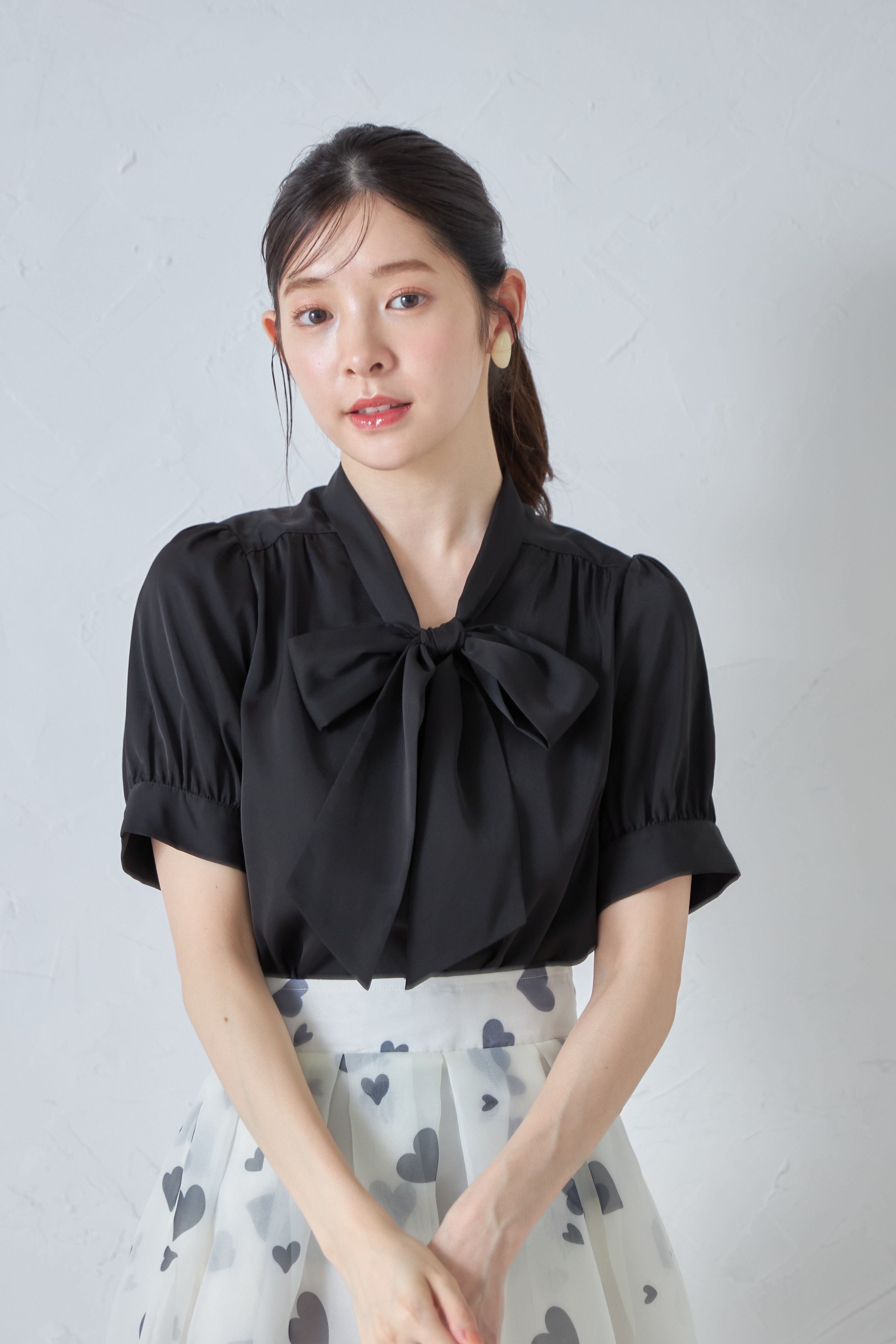 トッコクローゼット tocco closet ボウタイりぼん半袖ブラウス トッコクローゼット tocco closet ボウタイりぼん半袖ブラウス