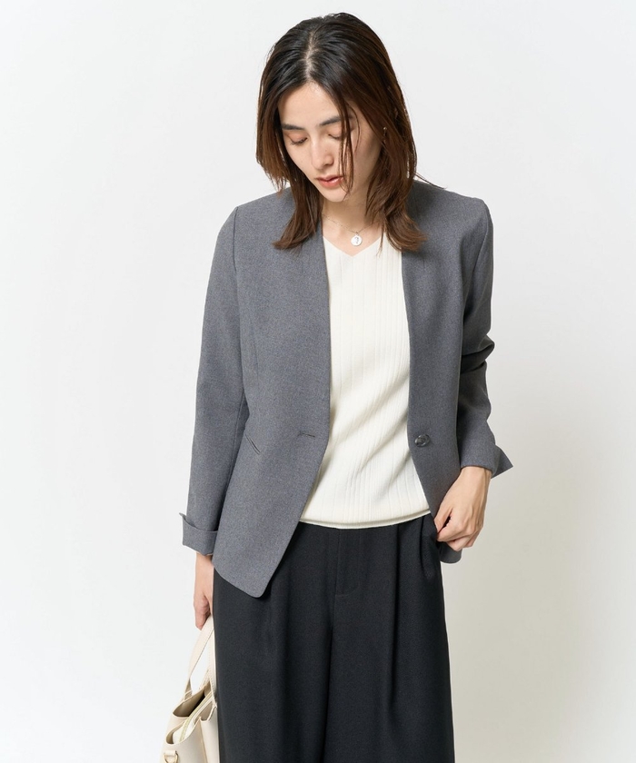 Theory ♡ ノーカラージャケット グレー EXECTIVE DONNA Theory ♡ ノーカラージャケット グレー EXECTIVE DONNA レディース