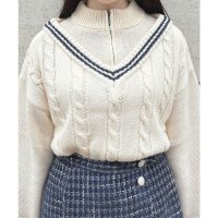 F.i.n.t/フィント F i.n.t レイヤード風ハーフジップケーブルニットプルオーバー【洗える】/507042137